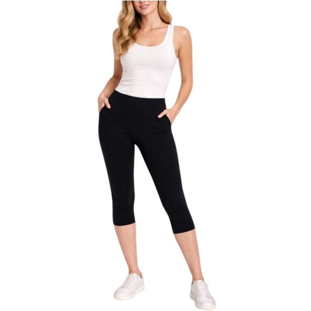 Athleta Women's Black Stretch Chaturanga Capri Cropped Leggings Size L